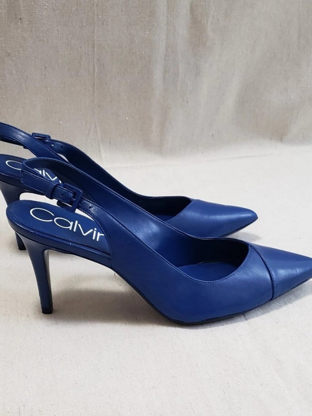 Calvin Klein Shoes Womens Size 8.5 Blue Gwenith Slingback Pointed Toe Heels - Picture 2 of 9